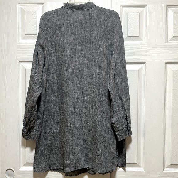 J. Jill Love Linen Yard Dyed Tunic Button Up Charcoal Gray- Size X-Large - Picture 3 of 9
